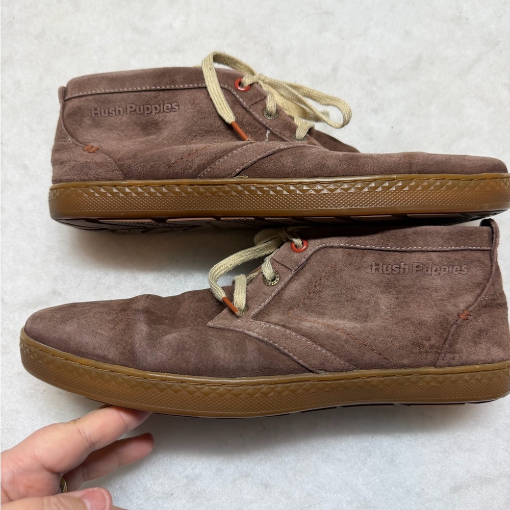 hush puppies men’s brown leather suede mens gresham roadcrew boots size 9W